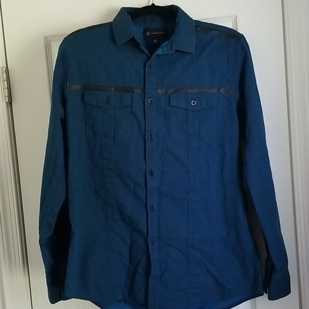 INC greenish blue medium casual dress shirt.